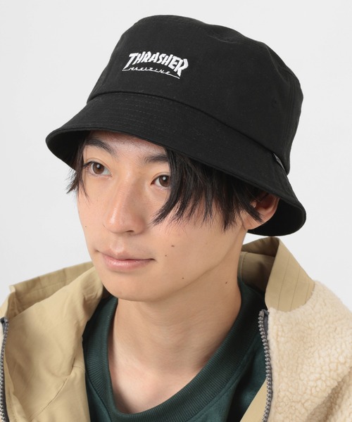 THRASHER（スラッシャー）の「【THRASHER/スラッシャー】ブランドネーム刺繍 バケットハット（ハット・レディース・ブラック/アイボリー・FREE）」の2枚目の写真