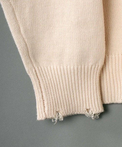 SITRY(シトリー)の「wide silhouette 2way damage knit cardigan/ワイドシルエット クルーネック 2way ダメージニット ルーズカーディガン/カーデ(カーディガン/ボレロ・メンズ・カーキ/モカ/アイボリー/ブラック・M/L)」の6枚目の写真