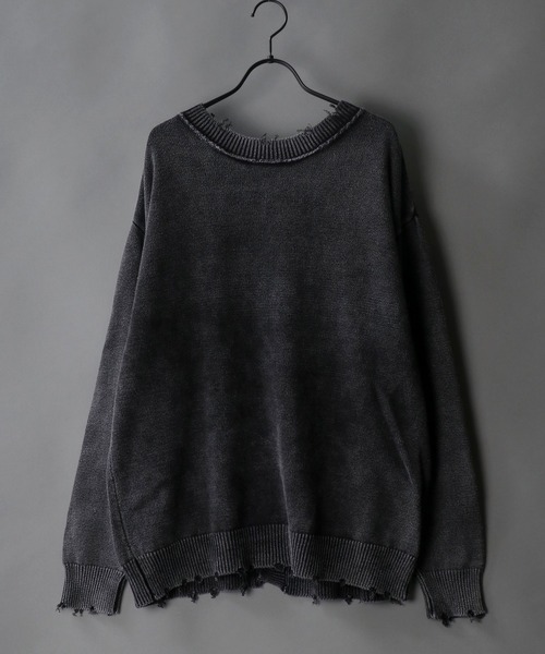SITRY(シトリー)の「wide silhouette 2way damage knit cardigan/ワイドシルエット クルーネック 2way ダメージニット ルーズカーディガン/カーデ(カーディガン/ボレロ・メンズ・カーキ/モカ/アイボリー/ブラック・M/L)」の8枚目の写真