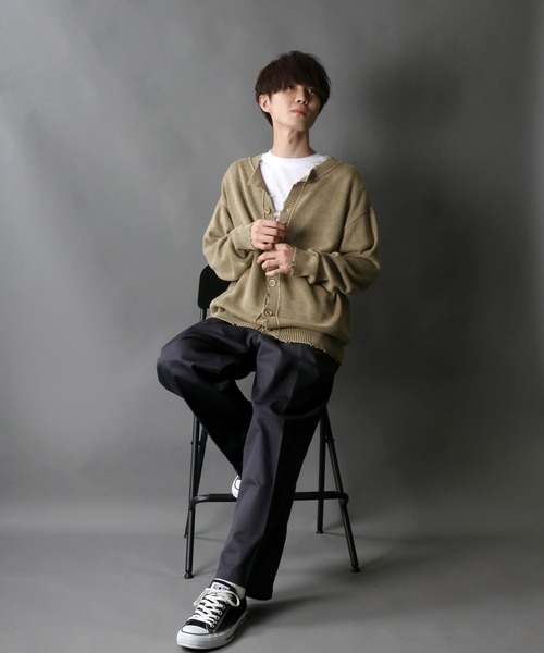 SITRY(シトリー)の「wide silhouette 2way damage knit cardigan/ワイドシルエット クルーネック 2way ダメージニット ルーズカーディガン/カーデ(カーディガン/ボレロ・メンズ・カーキ/モカ/アイボリー/ブラック・M/L)」の18枚目の写真
