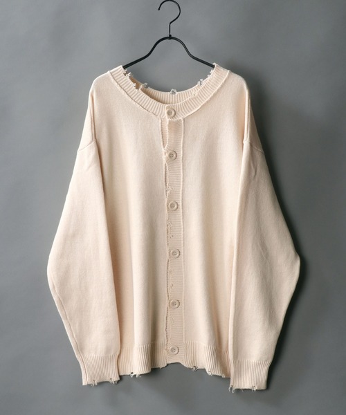 SITRY(シトリー)の「wide silhouette 2way damage knit cardigan/ワイドシルエット クルーネック 2way ダメージニット ルーズカーディガン/カーデ(カーディガン/ボレロ・メンズ・カーキ/モカ/アイボリー/ブラック・M/L)」の22枚目の写真