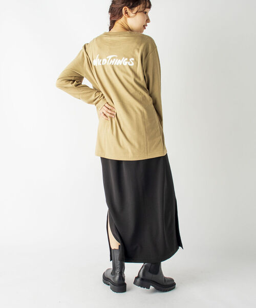 WILD THINGS（ワイルドシングス）の「【WILDTHINGS/ワイルドシングス】別注 BOX LOGO ロングスリーブTシャツ（Tシャツ/カットソー・メンズ・ホワイト/ブラック/ベージュ・MEDIUM/LARGE）」の9枚目の写真