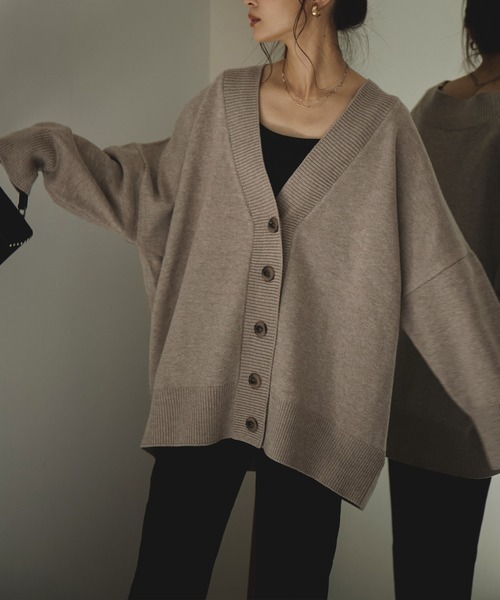 Fashion Letter(ファッションレター)の「Vネックオーバーニットカーディガン(カーディガン/ボレロ・レディース・アイボリー/ライトベージュ/ライトブラウン/ブラック・M)」の20枚目の写真