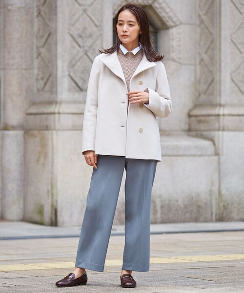 J.PRESS Ladies(J.プレス レディス)の「スーパー110Sショートビーバー スタンドカラーコート(その他アウター・レディース・ライトグリーン系/グレー系/ベージュ系/ライトグレー系・XS)」の21枚目の写真