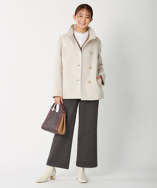 J.PRESS Ladies(J.プレス レディス)の「スーパー110Sショートビーバー スタンドカラーコート(その他アウター・レディース・ライトグリーン系/グレー系/ベージュ系/ライトグレー系・XS)」の15枚目の写真