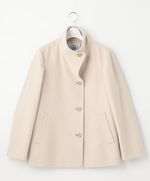 J.PRESS Ladies(J.プレス レディス)の「スーパー110Sショートビーバー スタンドカラーコート(その他アウター・レディース・ライトグリーン系/グレー系/ベージュ系/ライトグレー系・XS)」の6枚目の写真
