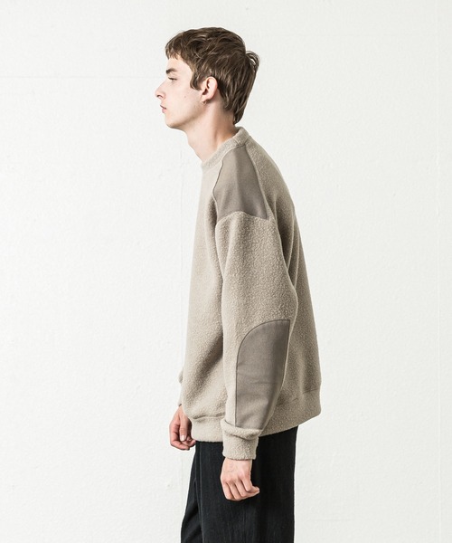 SLICK（スリック）の「ジャッカルパイルミリタリーニット（Tシャツ/カットソー・メンズ・アイボリー/チャコールグレー・1/2）」の4枚目の写真