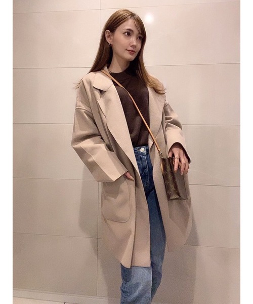 DURAS（デュラス）の「オーバーチェスターコート（チェスターコート・レディース・ブラック/ベージュ/グリーン/アイボリー・FREE）」の4枚目の写真