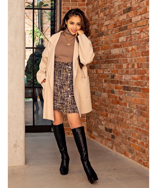 DURAS（デュラス）の「オーバーチェスターコート（チェスターコート・レディース・ブラック/ベージュ/グリーン/アイボリー・FREE）」の5枚目の写真