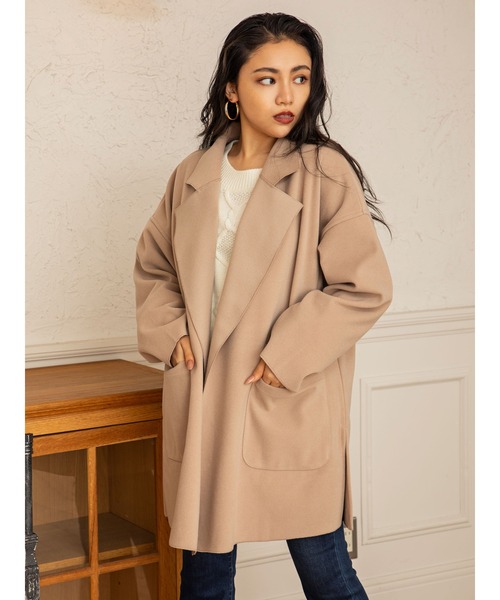 DURAS（デュラス）の「オーバーチェスターコート（チェスターコート・レディース・ブラック/ベージュ/グリーン/アイボリー・FREE）」の14枚目の写真