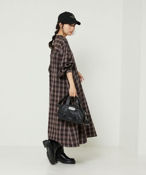 未使用FREAKS STOREマオカラー シャツワンピースブラックロング F FREAK'S STORE - 未使用FREAKS STOREマオカラー シャツ