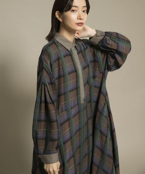 KBF(ケイビーエフ)の「チェックWIDEワンピース(ワンピース・レディース・グレー系その他/ブラウン系その他・ONE)」の16枚目の写真