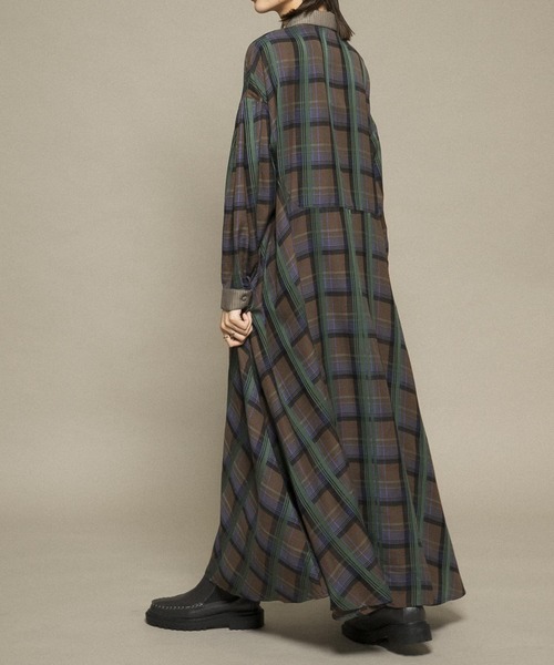 KBF(ケイビーエフ)の「チェックWIDEワンピース(ワンピース・レディース・グレー系その他/ブラウン系その他・ONE)」の3枚目の写真