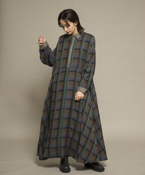 KBF(ケイビーエフ)の「チェックWIDEワンピース(ワンピース・レディース・グレー系その他/ブラウン系その他・ONE)」の8枚目の写真