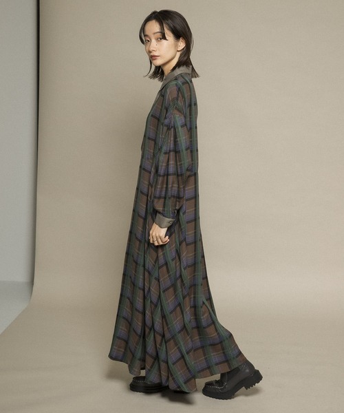 KBF(ケイビーエフ)の「チェックWIDEワンピース(ワンピース・レディース・グレー系その他/ブラウン系その他・ONE)」の19枚目の写真
