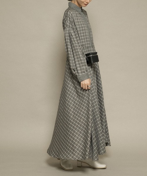 KBF(ケイビーエフ)の「チェックWIDEワンピース(ワンピース・レディース・グレー系その他/ブラウン系その他・ONE)」の6枚目の写真