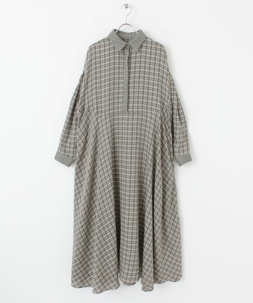 KBF(ケイビーエフ)の「チェックWIDEワンピース(ワンピース・レディース・グレー系その他/ブラウン系その他・ONE)」の7枚目の写真