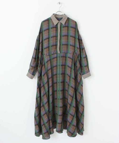 KBF(ケイビーエフ)の「チェックWIDEワンピース(ワンピース・レディース・グレー系その他/ブラウン系その他・ONE)」の15枚目の写真