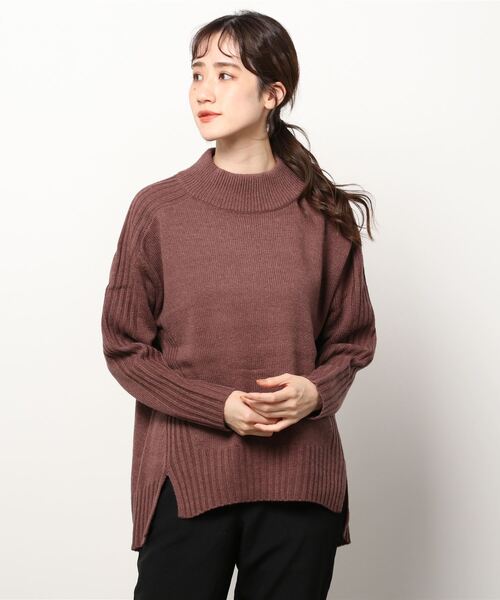 TOKYO SHIRTS(トウキョウシャツ)の「リブ切り替えハイネック ニットプルオーバー(ニット/セーター・レディース・ライトグレー/ネイビー/ダークカーキ/レンガ・L/M)」の15枚目の写真