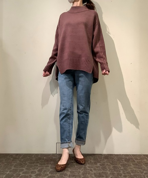 TOKYO SHIRTS(トウキョウシャツ)の「リブ切り替えハイネック ニットプルオーバー(ニット/セーター・レディース・ライトグレー/ネイビー/ダークカーキ/レンガ・L/M)」の9枚目の写真
