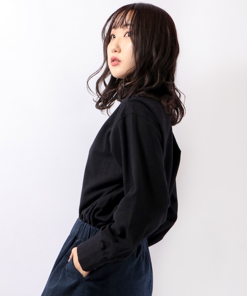 FUNALIVE(ファンアライブ)の「PAGE ONE Cツイル起毛ハイネックリブ長袖ブラウス(シャツ/ブラウス・レディース・レッド/ブラック/ベージュ・M~L)」の6枚目の写真