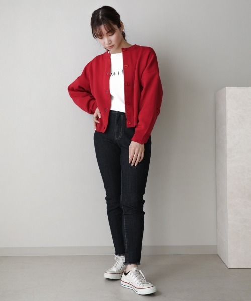 Bou Jeloud（ブージュルード）の「【WEB限定】前後2WAYスウェットライクショートカーディガン（カーディガン/ボレロ・レディース・ライトグレー/レッド/イエロー/ブルー/ライトグリーン・FREE）」の12枚目の写真