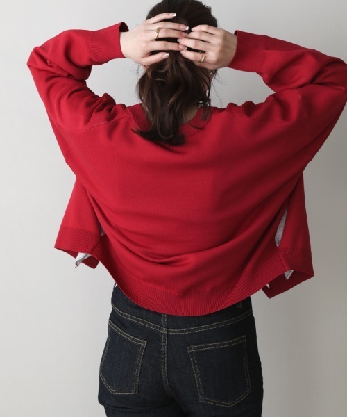 Bou Jeloud（ブージュルード）の「【WEB限定】前後2WAYスウェットライクショートカーディガン（カーディガン/ボレロ・レディース・ライトグレー/レッド/イエロー/ブルー/ライトグリーン・FREE）」の13枚目の写真