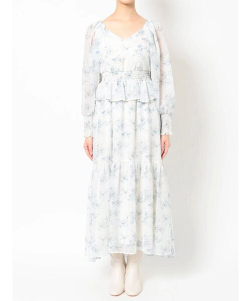 MERCURYDUO（マーキュリーデュオ）の「ドットフラワーペプラムロングワンピース（ワンピース・レディース・ブラック/ベージュ・SMALL/MEDIUM）」の5枚目の写真