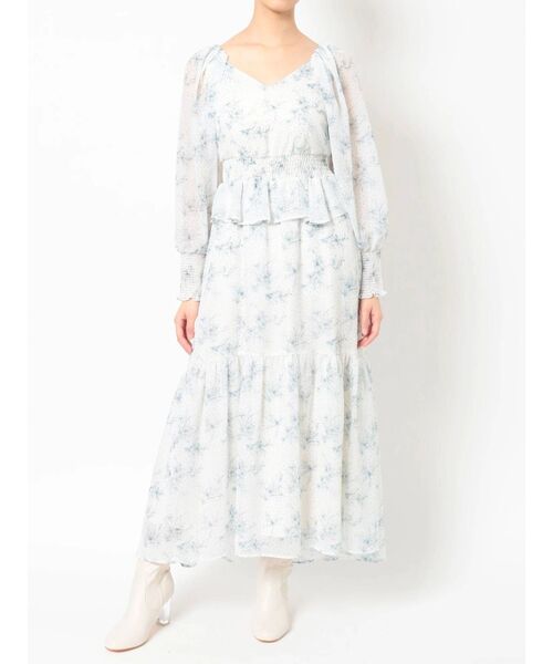 MERCURYDUO（マーキュリーデュオ）の「ドットフラワーペプラムロングワンピース（ワンピース・レディース・ブラック/ベージュ・SMALL/MEDIUM）」の19枚目の写真