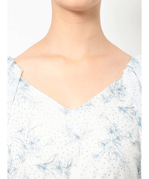 MERCURYDUO（マーキュリーデュオ）の「ドットフラワーペプラムロングワンピース（ワンピース・レディース・ブラック/ベージュ・SMALL/MEDIUM）」の4枚目の写真