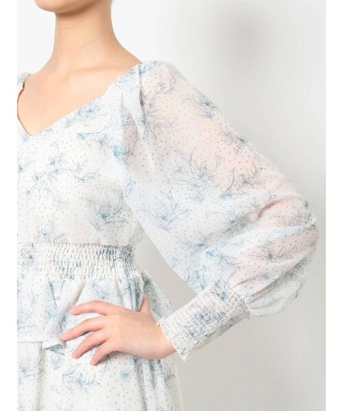 MERCURYDUO（マーキュリーデュオ）の「ドットフラワーペプラムロングワンピース（ワンピース・レディース・ブラック/ベージュ・SMALL/MEDIUM）」の9枚目の写真