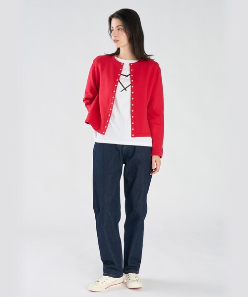 agnes b.(アニエスベー)の「アイコニック プリント コットン 長袖 Tシャツ "Sarajevo heart"(Tシャツ/カットソー・レディース・ホワイト・1/2/3)」の4枚目の写真