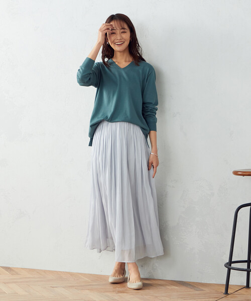 COMME CA ISM(コムサイズム)の「シフォン スカート(スカート・レディース・チャコール/サックスブルー/グレイッシュベージュ・SMALL/MEDIUM/LARGE)」の17枚目の写真