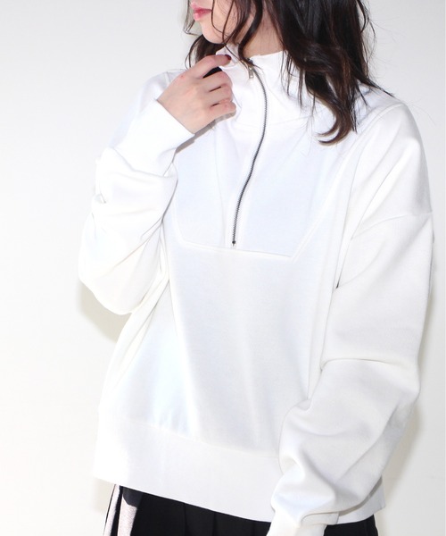one way(ワンウェイ)の「【oneway Jeans】ハーフZIP裏起毛トップス(パーカー・レディース・ホワイト/ブラック系その他・FREE)」の6枚目の写真