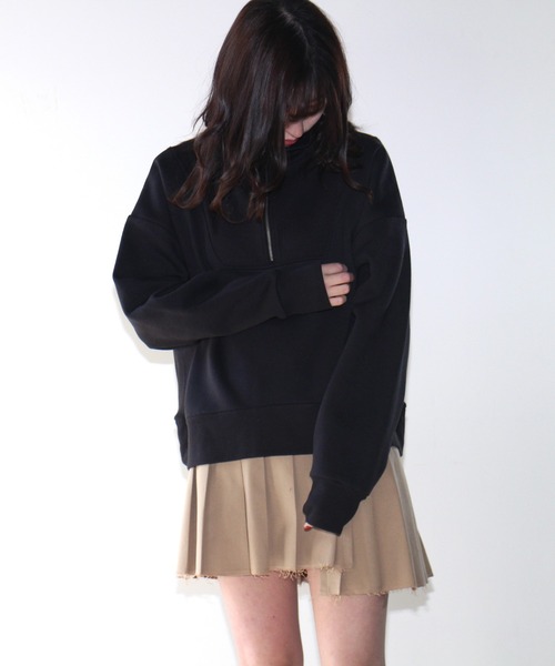 one way(ワンウェイ)の「【oneway Jeans】ハーフZIP裏起毛トップス(パーカー・レディース・ホワイト/ブラック系その他・FREE)」の11枚目の写真