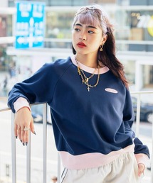 atmos pink | atmos pink シリコンパッチ配色クルーネック(スウェット)