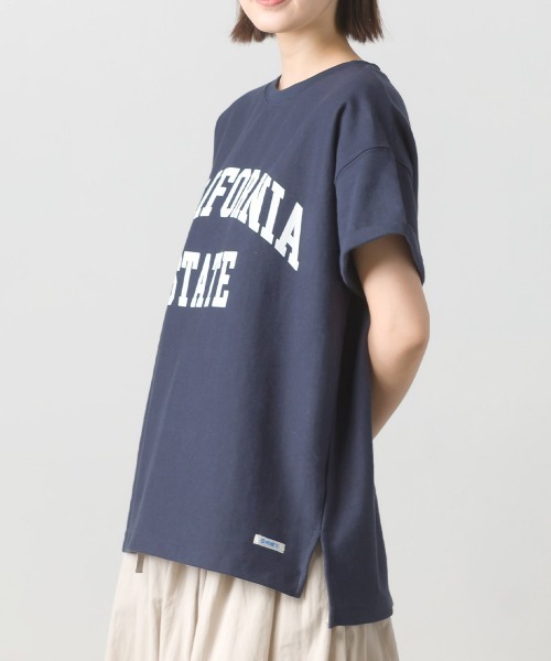 OMNES（オムネス）の「バスク生地 ロゴプリントフレンチスリーブTシャツ 半袖Tシャツ（Tシャツ/カットソー・レディース・ブラック/グレー/ホワイト/ネイビー・FREE）」の4枚目の写真