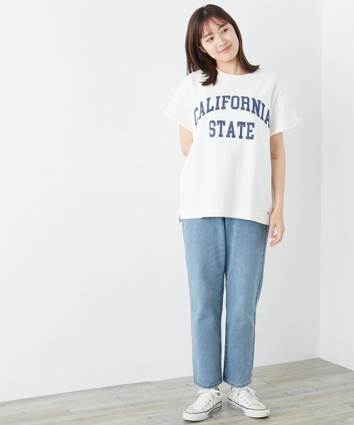 OMNES（オムネス）の「バスク生地 ロゴプリントフレンチスリーブTシャツ 半袖Tシャツ（Tシャツ/カットソー・レディース・ブラック/グレー/ホワイト/ネイビー・FREE）」の21枚目の写真