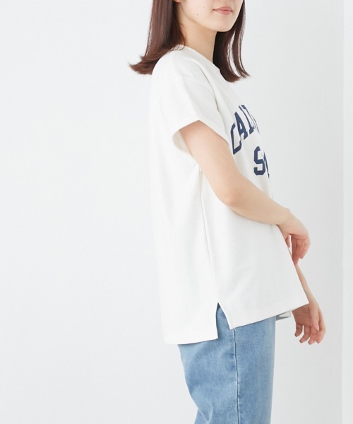 OMNES（オムネス）の「バスク生地 ロゴプリントフレンチスリーブTシャツ 半袖Tシャツ（Tシャツ/カットソー・レディース・ブラック/グレー/ホワイト/ネイビー・FREE）」の20枚目の写真