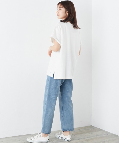 OMNES（オムネス）の「バスク生地 ロゴプリントフレンチスリーブTシャツ 半袖Tシャツ（Tシャツ/カットソー・レディース・ブラック/グレー/ホワイト/ネイビー・FREE）」の19枚目の写真