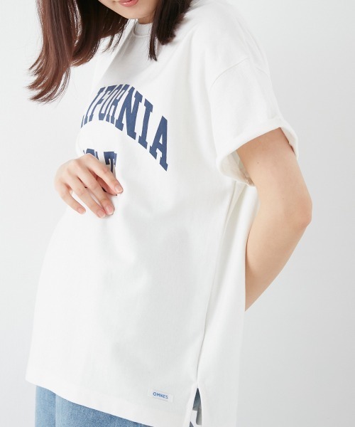 OMNES（オムネス）の「バスク生地 ロゴプリントフレンチスリーブTシャツ 半袖Tシャツ（Tシャツ/カットソー・レディース・ブラック/グレー/ホワイト/ネイビー・FREE）」の18枚目の写真