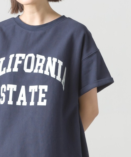 OMNES（オムネス）の「バスク生地 ロゴプリントフレンチスリーブTシャツ 半袖Tシャツ（Tシャツ/カットソー・レディース・ブラック/グレー/ホワイト/ネイビー・FREE）」の9枚目の写真