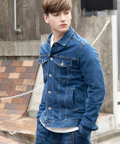 ８(eight)（エイト）の「チノ・デニムＧジャン（デニムジャケット・メンズ・ブラック/ベージュ/カーキ/サックスブルー/ブルー・SMALL/MEDIUM/LARGE）」の12枚目の写真