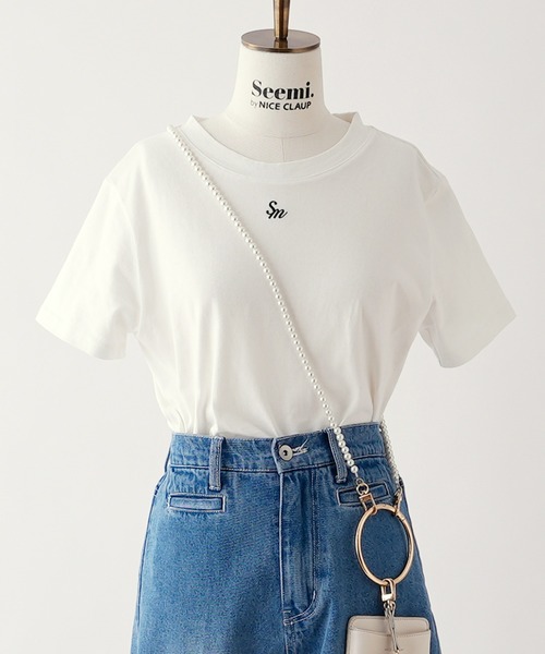 Seemi. byNICECLAUP（ シーミーバイナイスクラップ）の「Seemi.T（Tシャツ/カットソー・レディース・オフホワイト/ピンク/ブラック・FREE）」の2枚目の写真