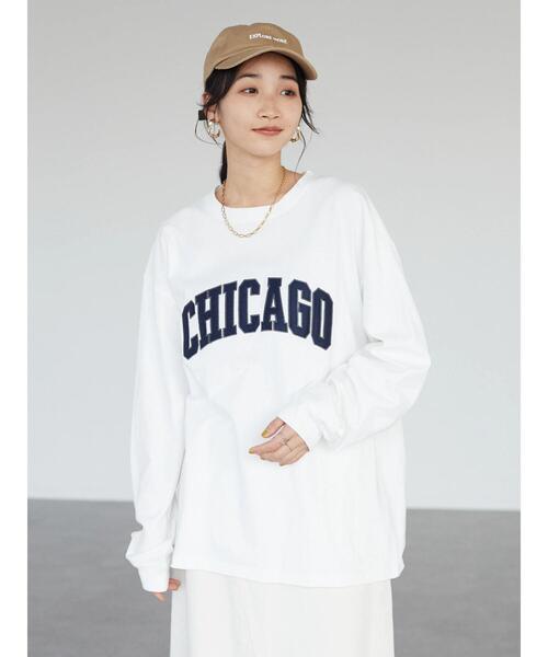 SEVENDAYS=SUNDAY（セブンデイズサンデイ）の「16/-OE天竺フェルト刺繍ロンTEE-A　＊（Tシャツ/カットソー・レディース・グリーン/ベージュ/オフホワイト・S/M/L）」の4枚目の写真