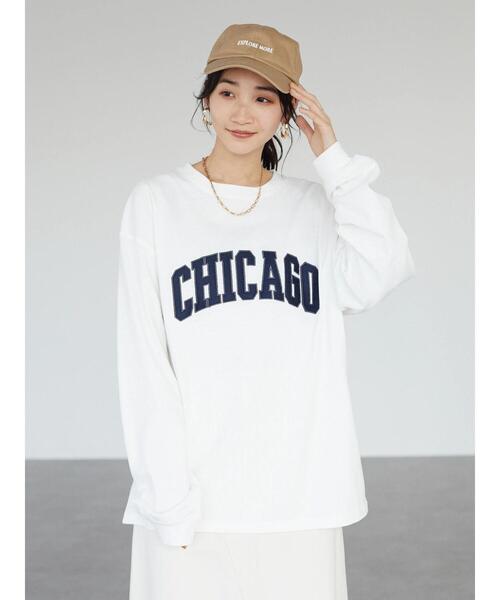 SEVENDAYS=SUNDAY（セブンデイズサンデイ）の「16/-OE天竺フェルト刺繍ロンTEE-A　＊（Tシャツ/カットソー・レディース・グリーン/ベージュ/オフホワイト・S/M/L）」の7枚目の写真