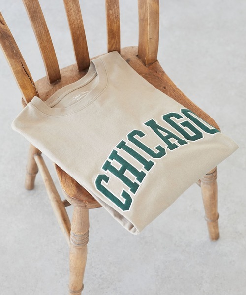 SEVENDAYS=SUNDAY（セブンデイズサンデイ）の「16/-OE天竺フェルト刺繍ロンTEE-A　＊（Tシャツ/カットソー・レディース・グリーン/ベージュ/オフホワイト・S/M/L）」の3枚目の写真