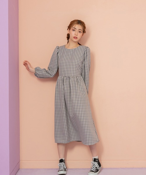 fifth(フィフス)の「チェックプリント切り替えワンピース(ワンピース・レディース・ブラック/グリーン・M)」の2枚目の写真