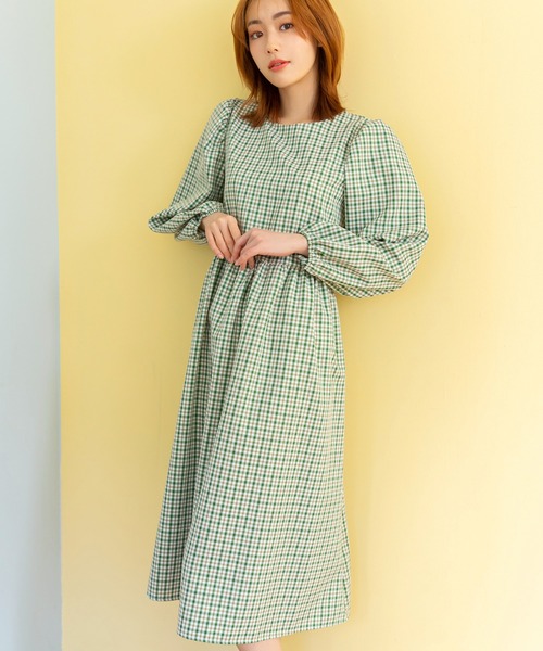 fifth(フィフス)の「チェックプリント切り替えワンピース(ワンピース・レディース・ブラック/グリーン・M)」の5枚目の写真