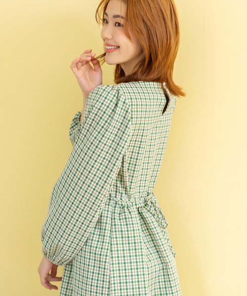 fifth(フィフス)の「チェックプリント切り替えワンピース(ワンピース・レディース・ブラック/グリーン・M)」の6枚目の写真